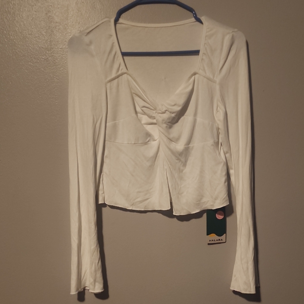 Chic White Long Sleeve Blouse